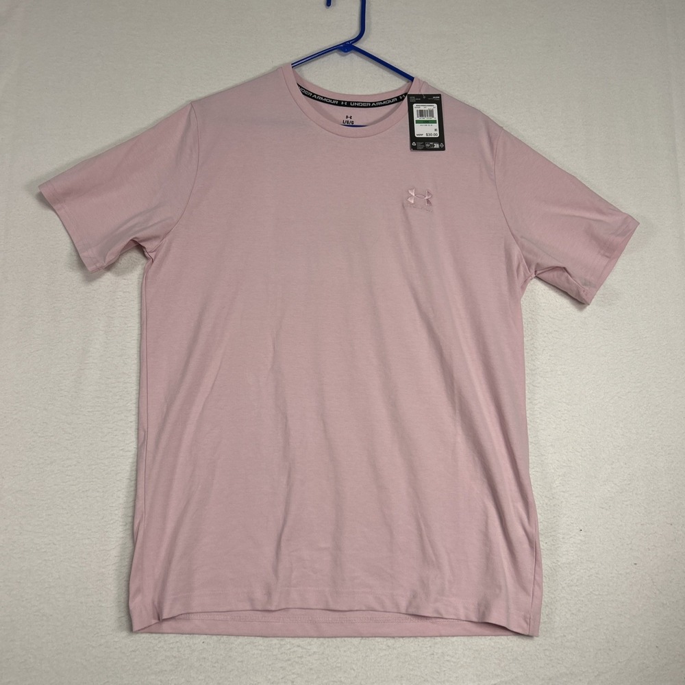 Under Armour Icon Tshirt Men’s Large Pink Short Sleeve UA Tech Activewear